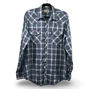 Sears Roebucks Pearl Snap Shirt Men's Tall Size Large Vintage Western Rodeo Work